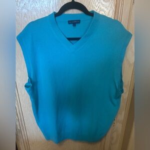 Nick Price Men's Large 100% Cashmere Sweater Vest Pullover Sky Blue Grandpacore